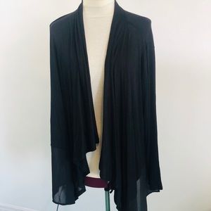 Avec Black Waterfall Cowl Neck Chiffon Cardigan 1X